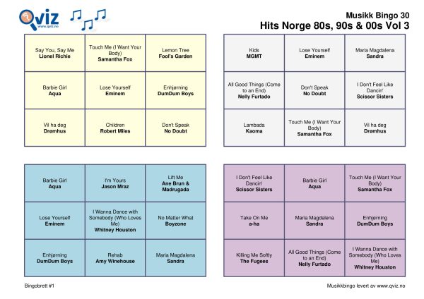 Hits Norge 80s, 90s & 00s - Musikk Bingo - Bilde 6