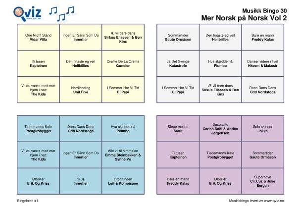 Mer Norsk på Norsk - Musikk Bingo - Bilde 4