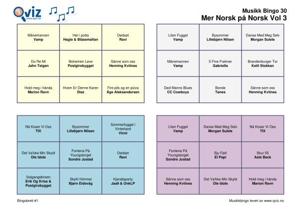Mer Norsk på Norsk - Musikk Bingo - Bilde 6