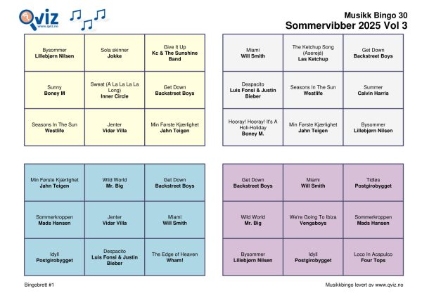 Sommervibber 2025 - Musikk Bingo - Bilde 6