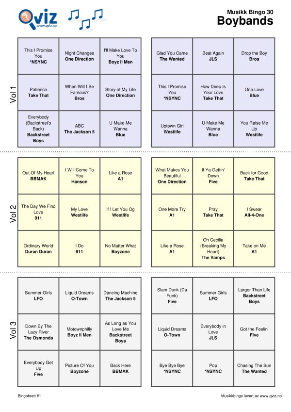Boybands - Musikk Bingo - Bilde 8