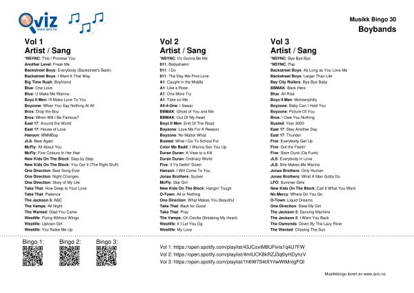 Boybands - Musikk Bingo - Bilde 9
