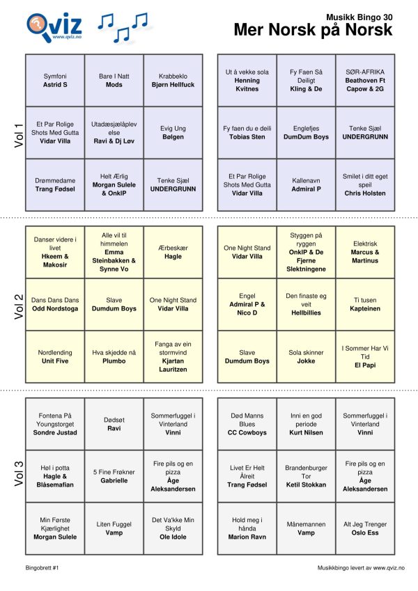 Mer Norsk på Norsk - Musikk Bingo - Bilde 8