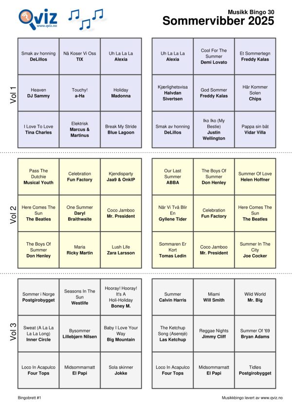 Sommervibber 2025 - Musikk Bingo - Bilde 8
