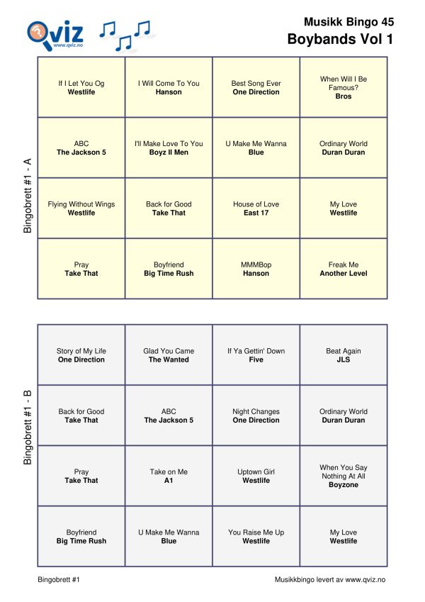 Boybands - Musikk Bingo - Bilde 10