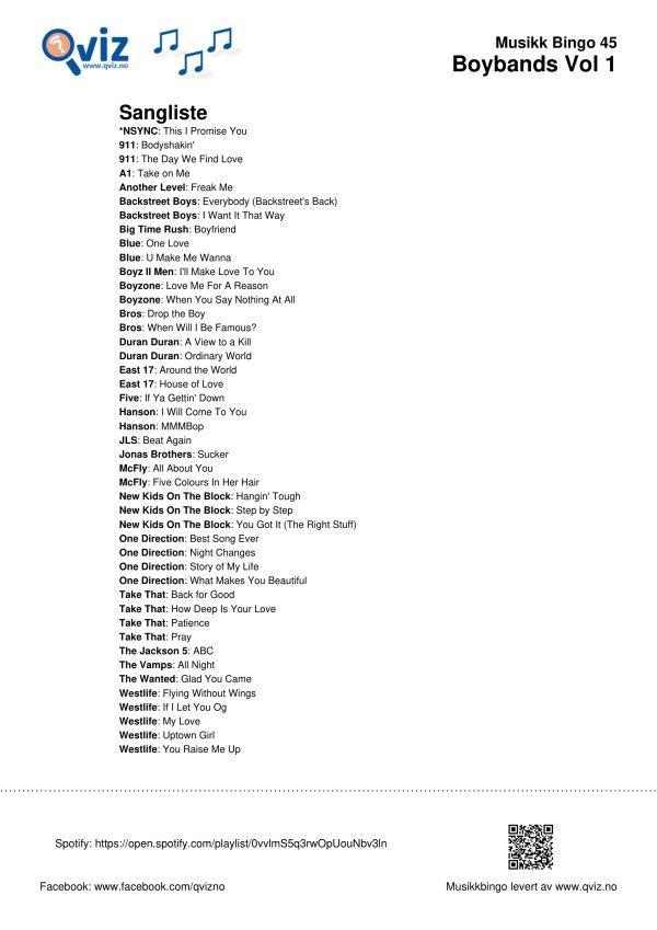 Boybands - Musikk Bingo - Bilde 11