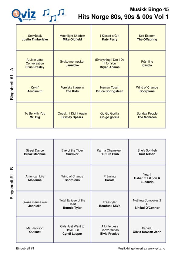 Hits Norge 80s, 90s & 00s - Musikk Bingo - Bilde 10