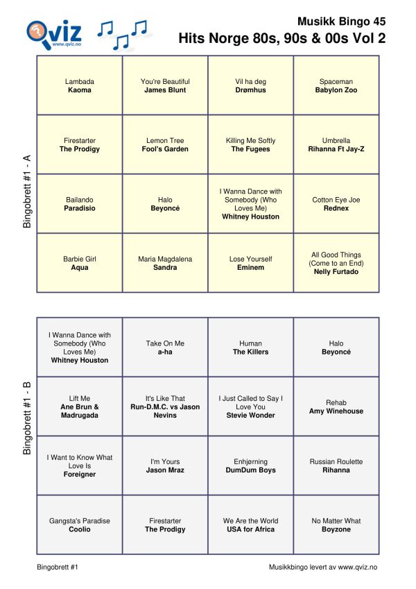 Hits Norge 80s, 90s & 00s - Musikk Bingo - Bilde 12
