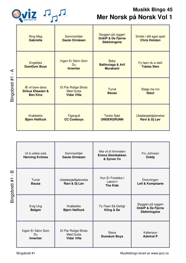 Mer Norsk på Norsk - Musikk Bingo - Bilde 10