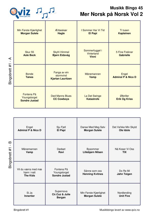 Mer Norsk på Norsk - Musikk Bingo - Bilde 12