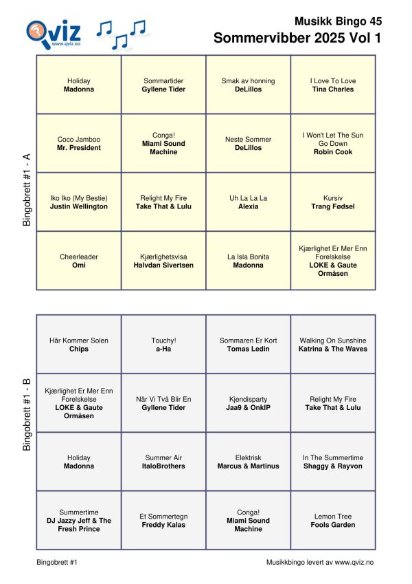 Sommervibber 2025 - Musikk Bingo - Bilde 10