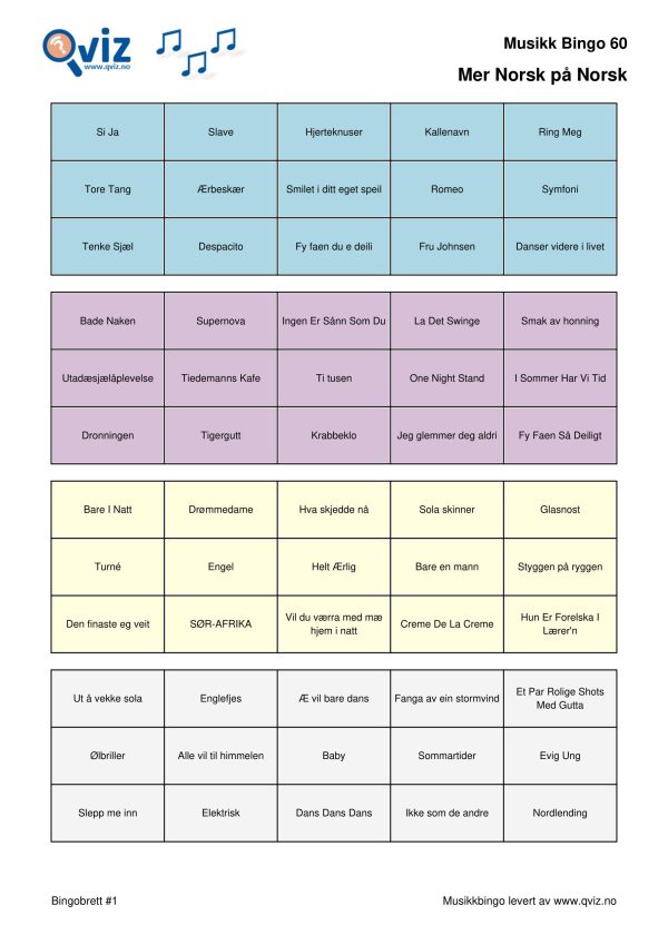 Mer Norsk på Norsk - Musikk Bingo - Bilde 14