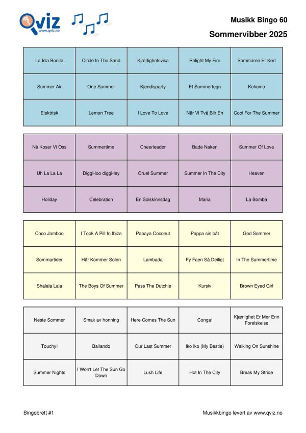 Sommervibber 2025 - Musikk Bingo - Bilde 14