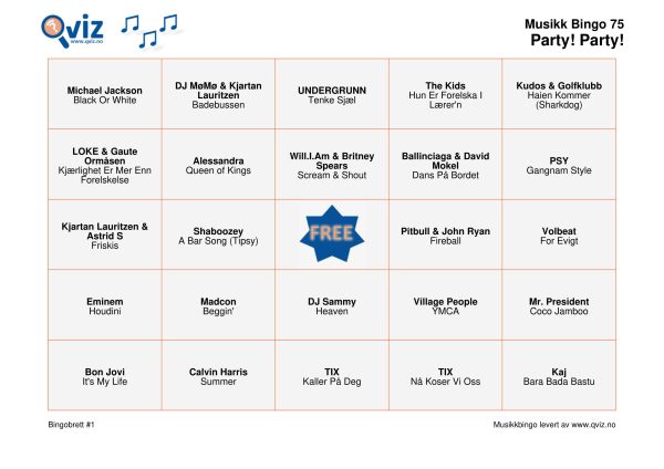 Party! Party! - Musikk Bingo - Bilde 16