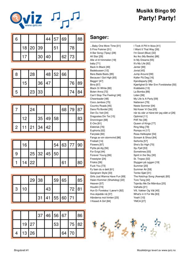 Party! Party! - Musikk Bingo - Bilde 18