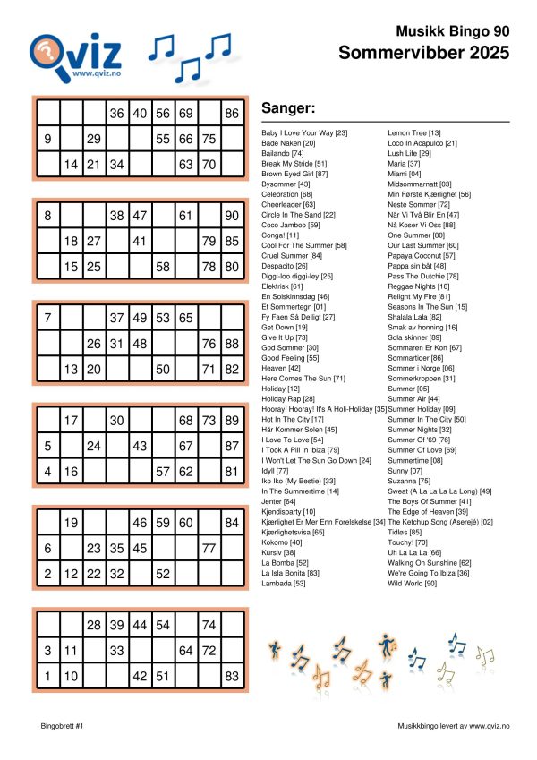 Sommervibber 2025 - Musikk Bingo - Bilde 18