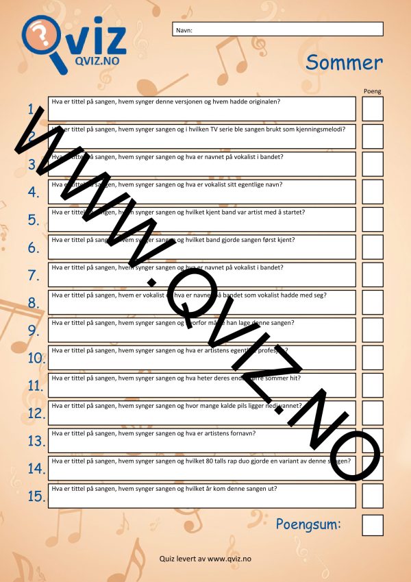 Sommer - Musikk Quiz - Bilde 2