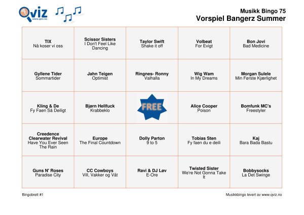Vorspiel Bangerz Summer - Musikk Bingo - Bilde 16