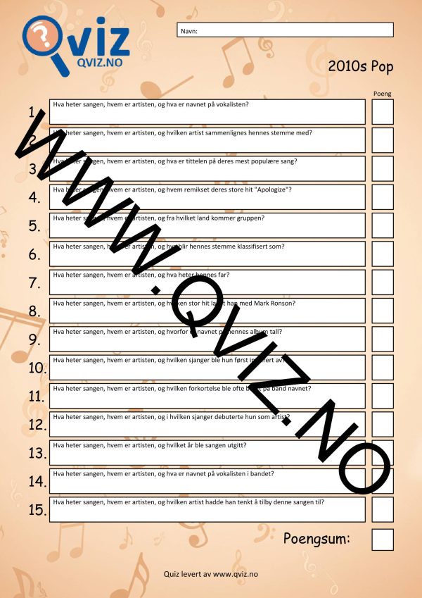 Musikk Quiz - 2010s Pop - Bilde 2