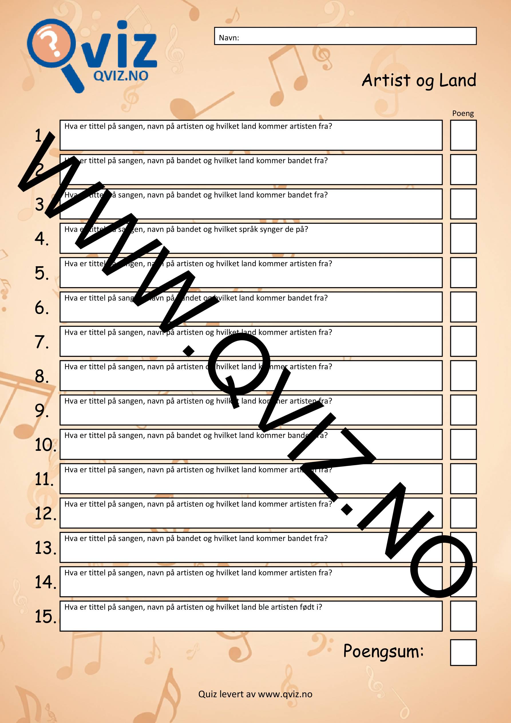 Musikk Quiz - Artist og Land - Bilde 2