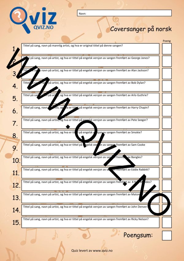 Musikk Quiz - Coversanger på norsk - Bilde 2