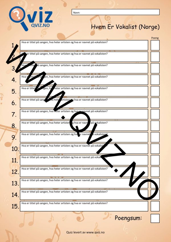 Musikk Quiz - Hvem Er Vokalist (Norge) - Bilde 2