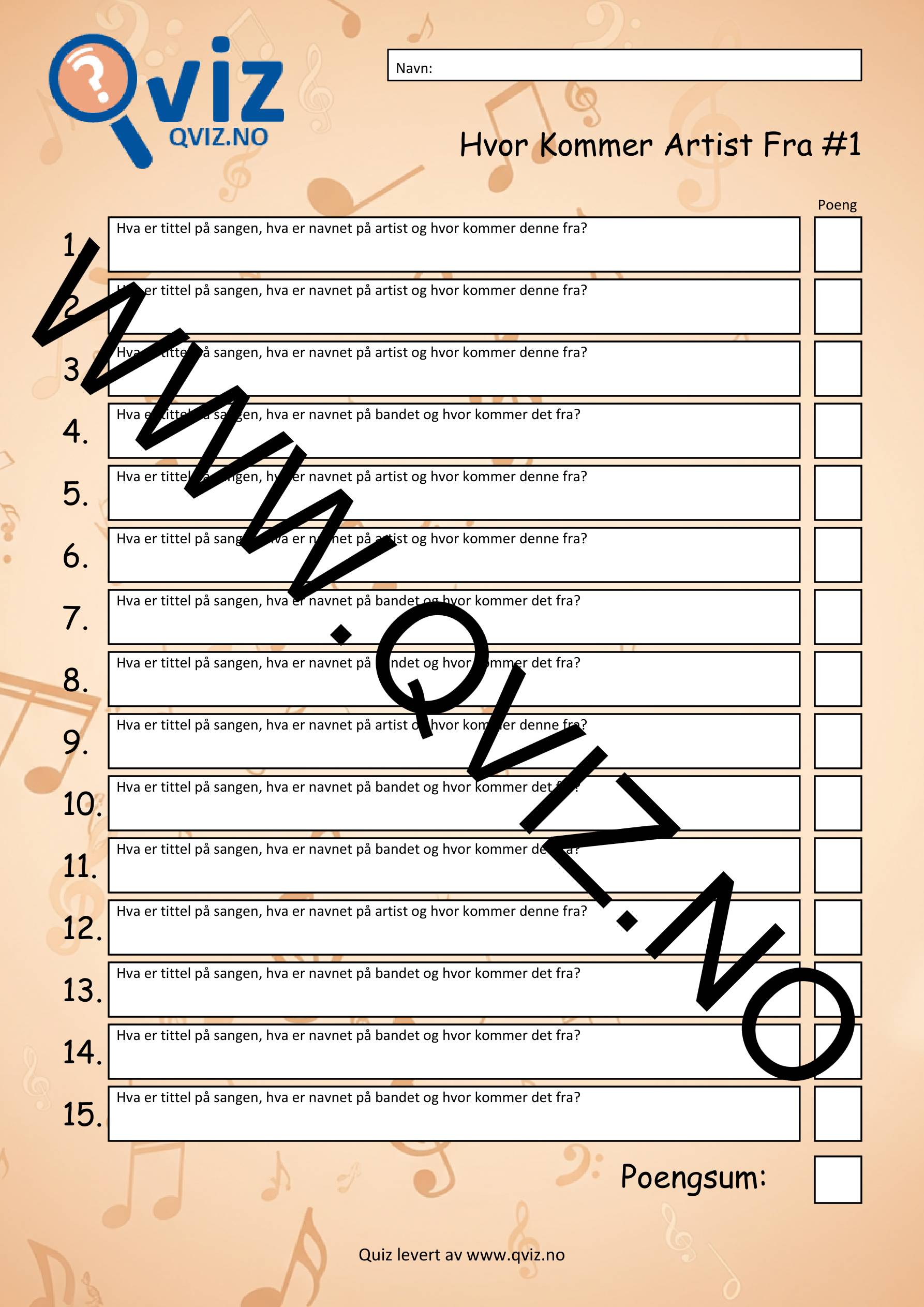 Musikk Quiz - Hvor Kommer Artist Fra #1 - Bilde 2