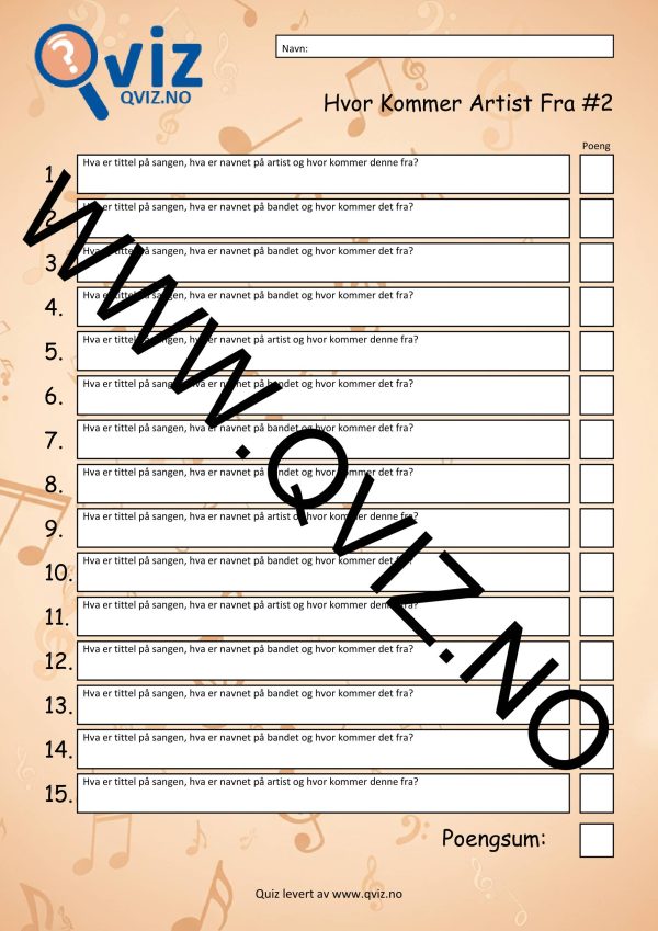 Musikk Quiz - Hvor Kommer Artist Fra #2 - Bilde 2
