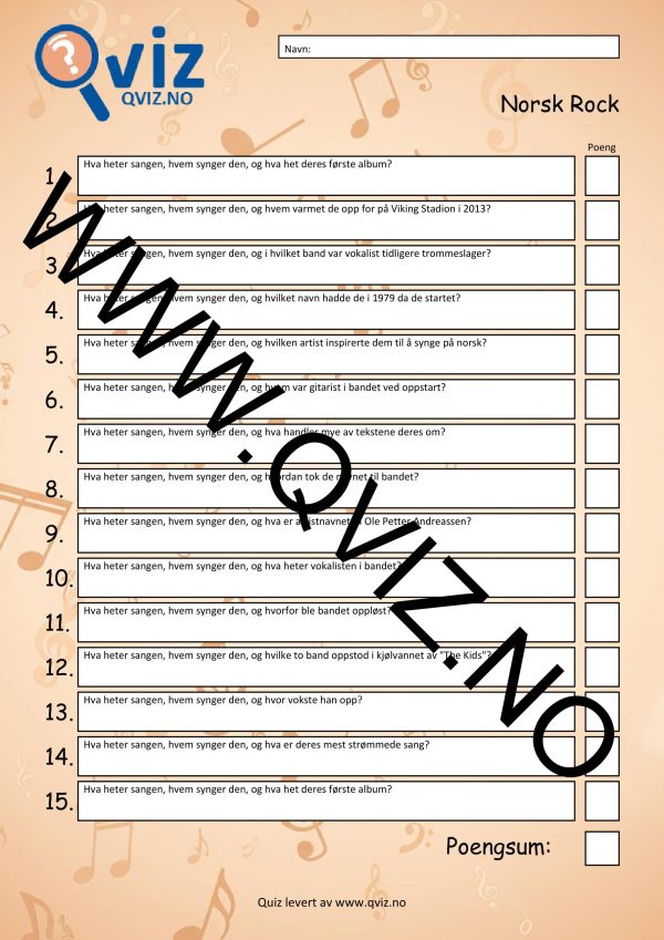Musikk Quiz - Norsk Rock - Bilde 2