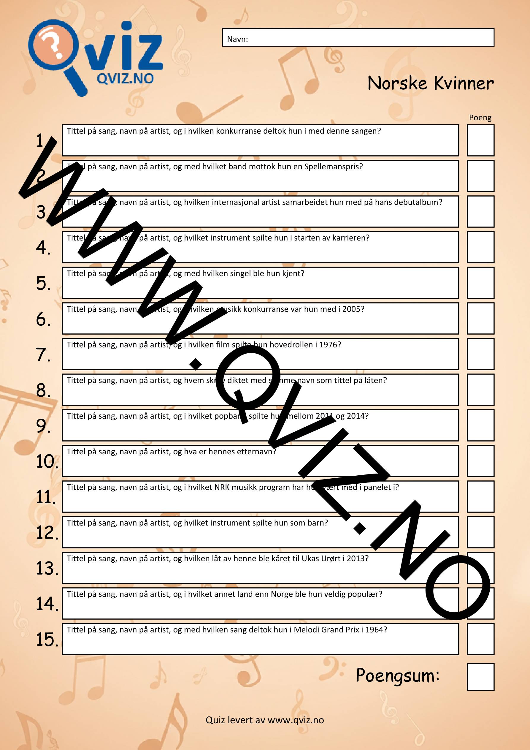 Musikk Quiz - Norske Kvinner - Bilde 2