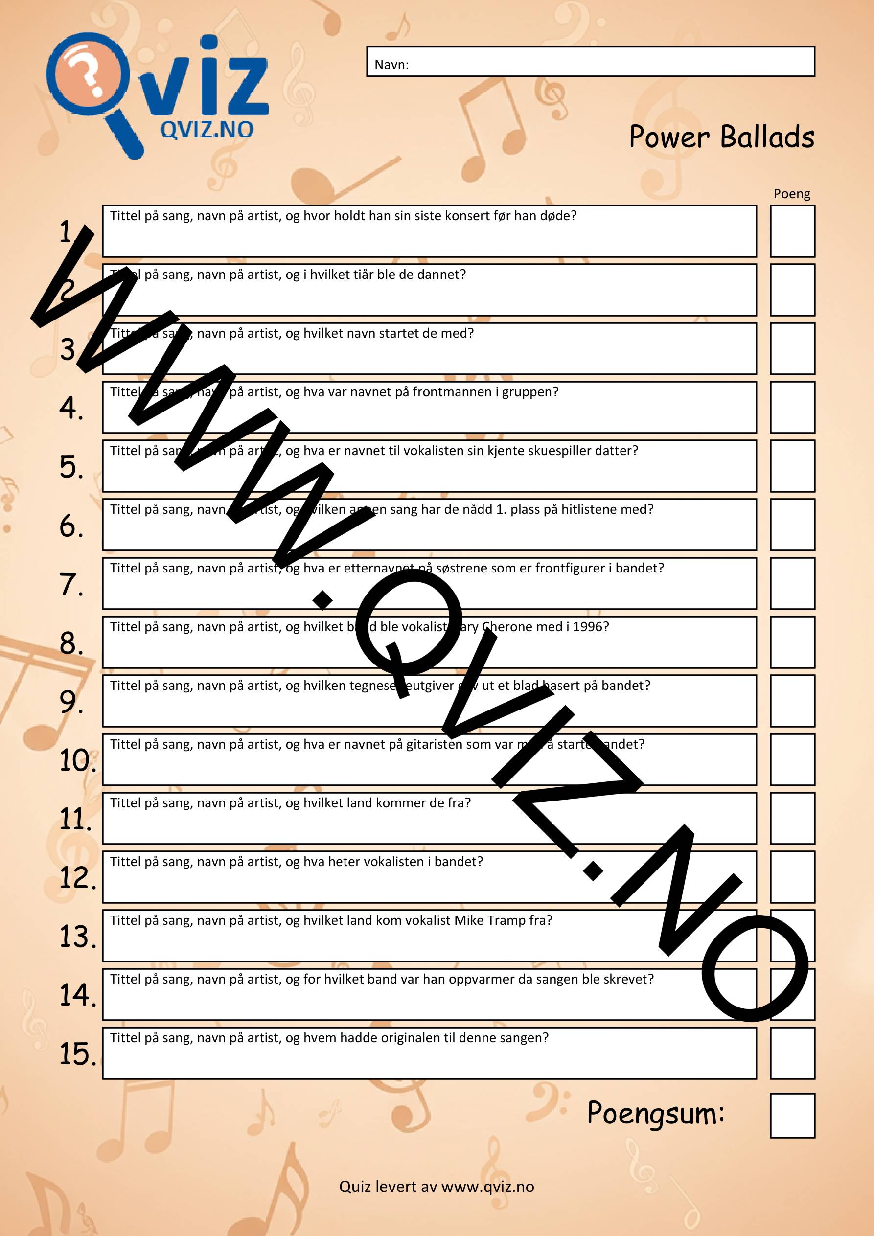 Musikk Quiz - Power Ballads - Bilde 2