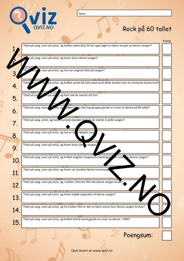 Musikk Quiz - Rock på 60 tallet - Bilde 2