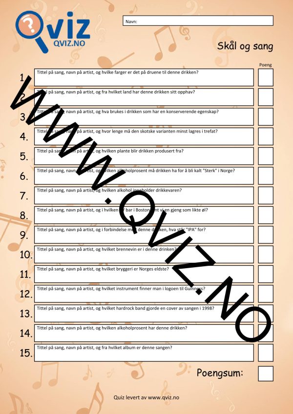 Musikk Quiz - Skål og sang - Bilde 2
