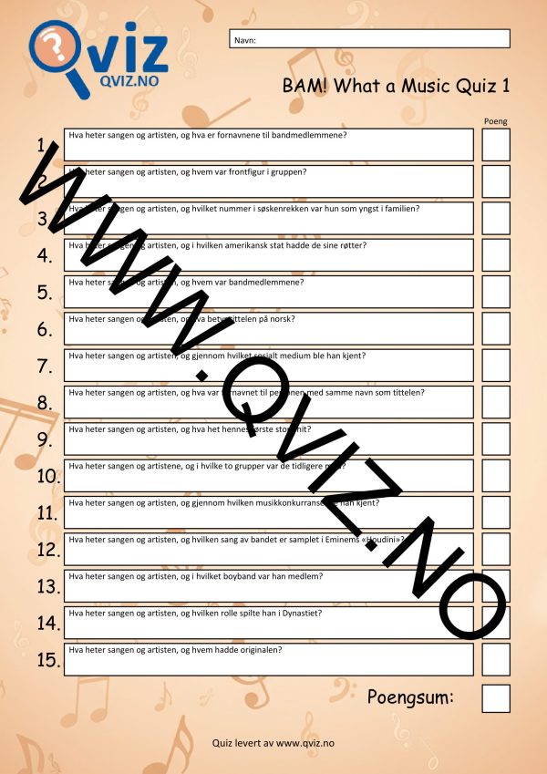 BAM! What a Music Bingo Vol 1 - Bilde 21