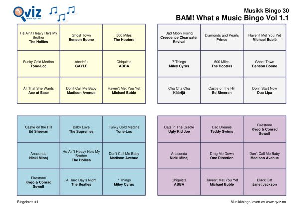 BAM! What a Music Bingo Vol 1 - Bilde 2
