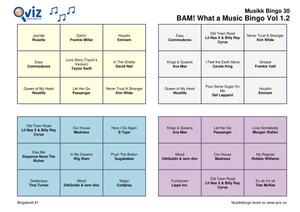 BAM! What a Music Bingo Vol 1 - Bilde 4
