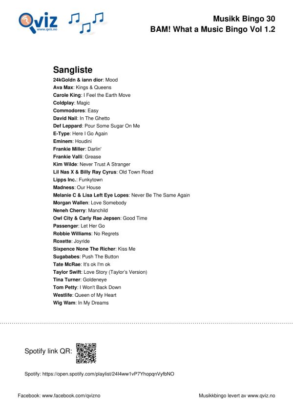 BAM! What a Music Bingo Vol 1 - Bilde 5