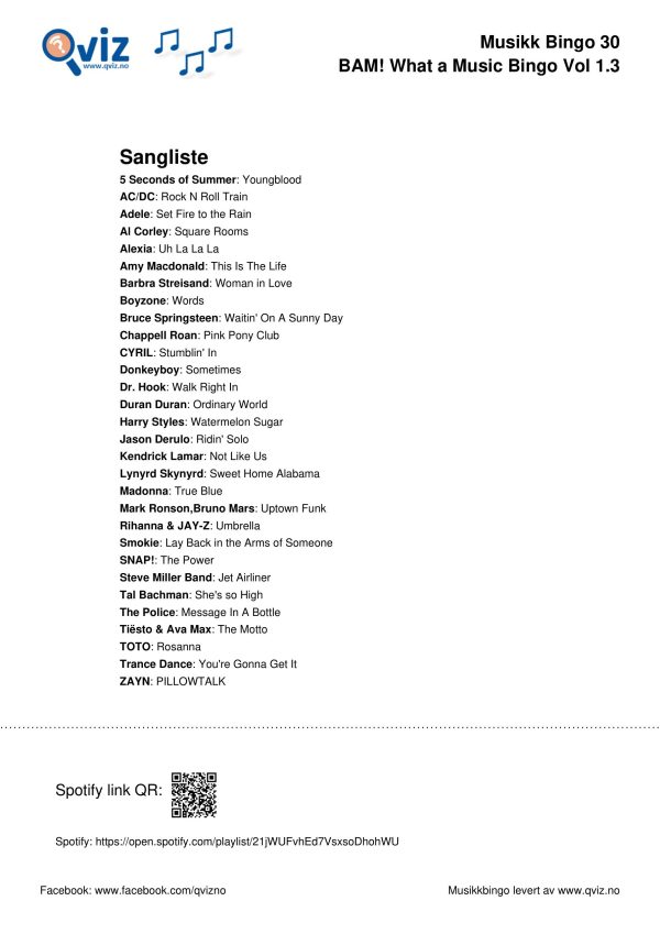 BAM! What a Music Bingo Vol 1 - Bilde 7
