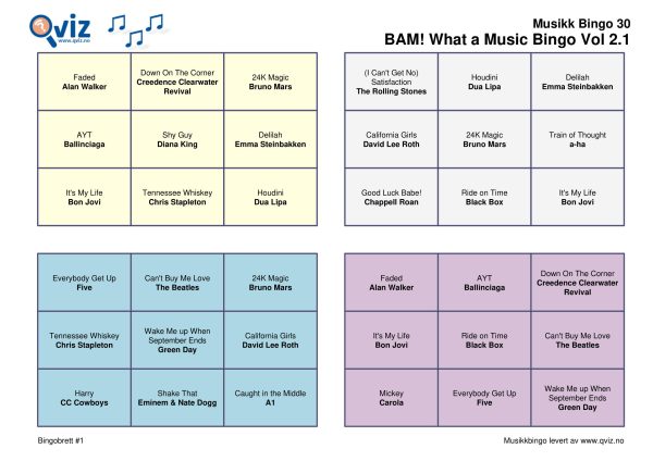 BAM! What a Music Bingo Vol 2 - Bilde 2