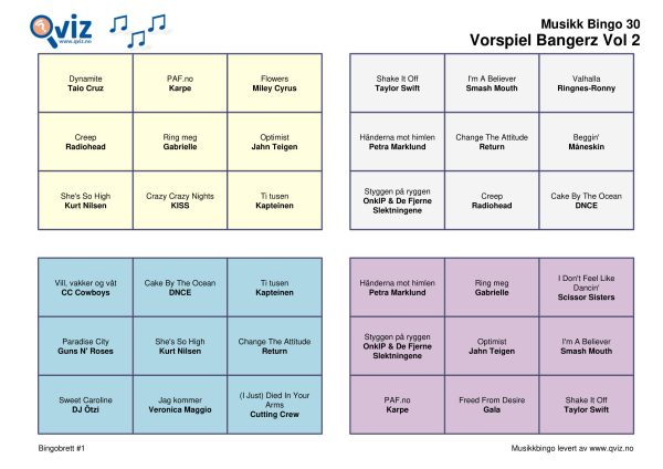 Vorspiel Bangerz - Musikk Bingo - Bilde 4