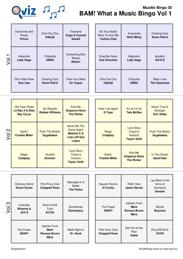 BAM! What a Music Bingo Vol 1 - Bilde 8