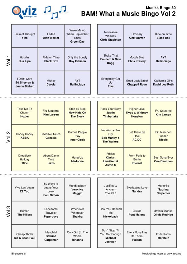 BAM! What a Music Bingo Vol 2 - Bilde 8