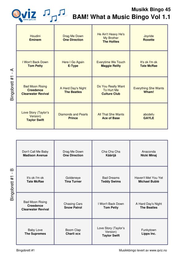 BAM! What a Music Bingo Vol 1 - Bilde 10