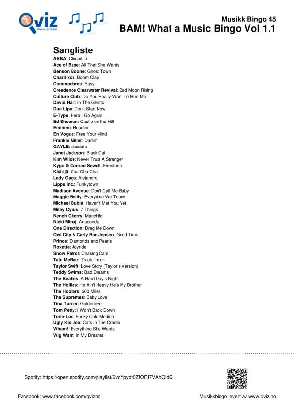 BAM! What a Music Bingo Vol 1 - Bilde 11