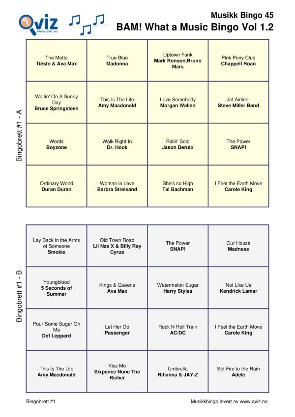 BAM! What a Music Bingo Vol 1 - Bilde 12