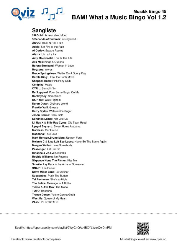 BAM! What a Music Bingo Vol 1 - Bilde 13
