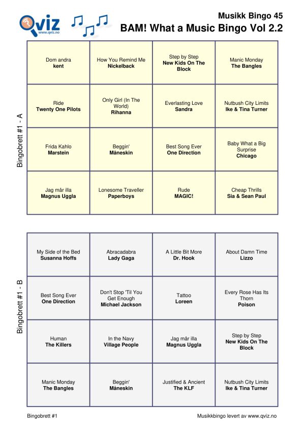 BAM! What a Music Bingo Vol 2 - Bilde 12