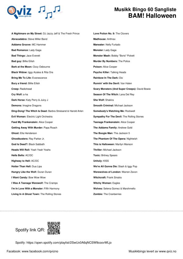 BAM! What a Music Bingo Halloween - Bilde 6