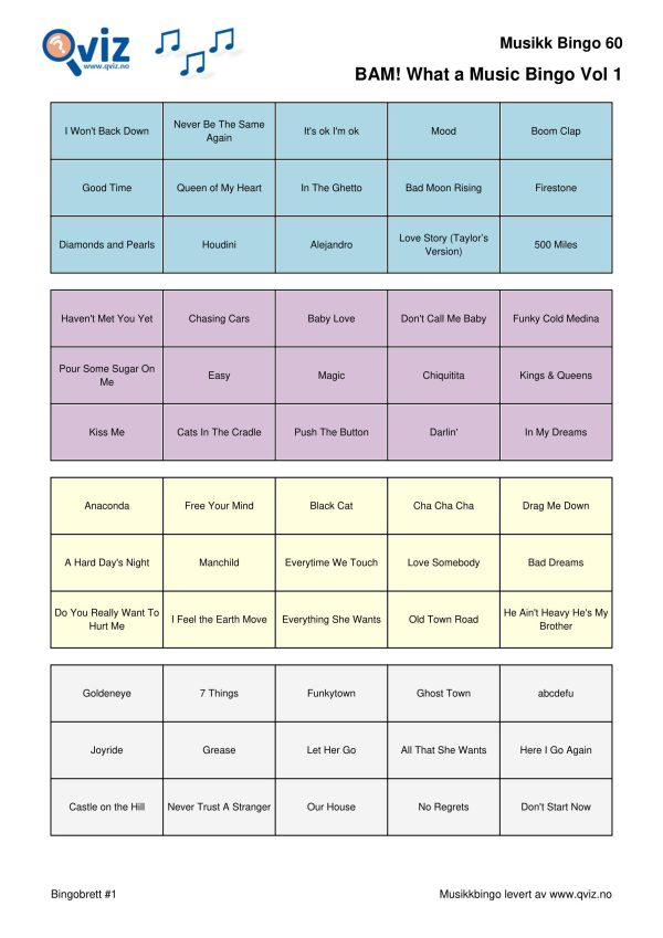 BAM! What a Music Bingo Vol 1 - Bilde 14