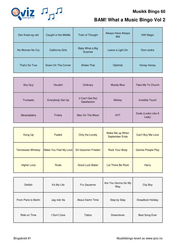 BAM! What a Music Bingo Vol 2 - Bilde 14